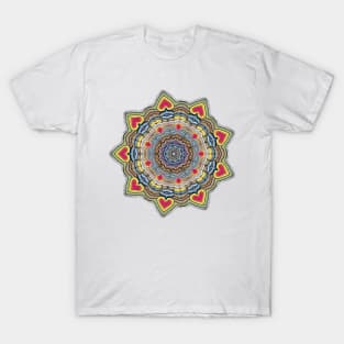 Mandala #23. Psychadelic love hearts and hippie fringes. T-Shirt